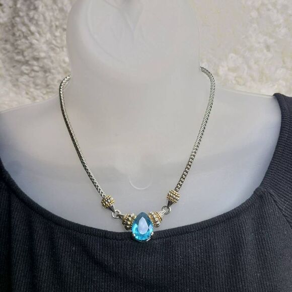 MX Signature Collection‎ Blue Teardrop Gemstone Pendant Necklace - Picture 1 of 6